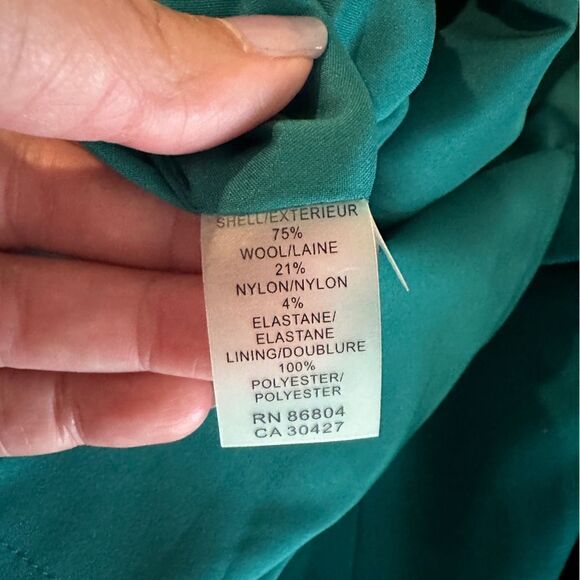 Magaschoni emerald green midi dress wool blend 8 - Picture 8 of 8